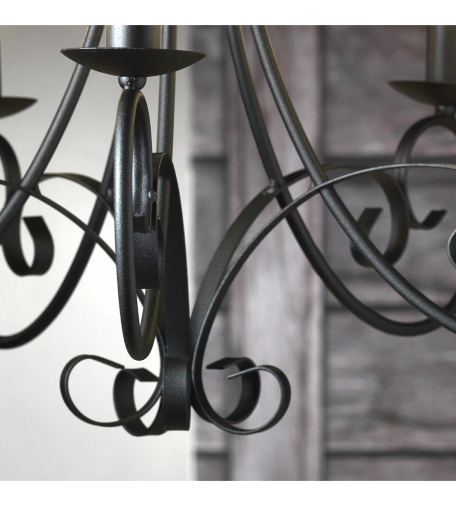 LAMPADARIO "POMPEI" 5 LUCI IN METALLO NERO, E14
